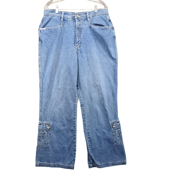 R.V.T Women's Serve Piping Hot Straight Leg Jeans Blue Plus 18 Flap Pocket - Picture 1 of 11